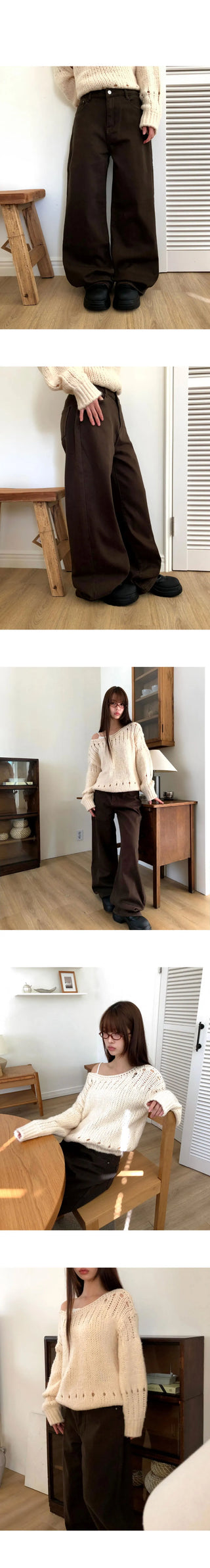 Tenor wide-fit cotton long pants