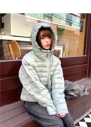 Chad Two-Way String Hooded Warmer Overfit Lightweight Padded Jacket