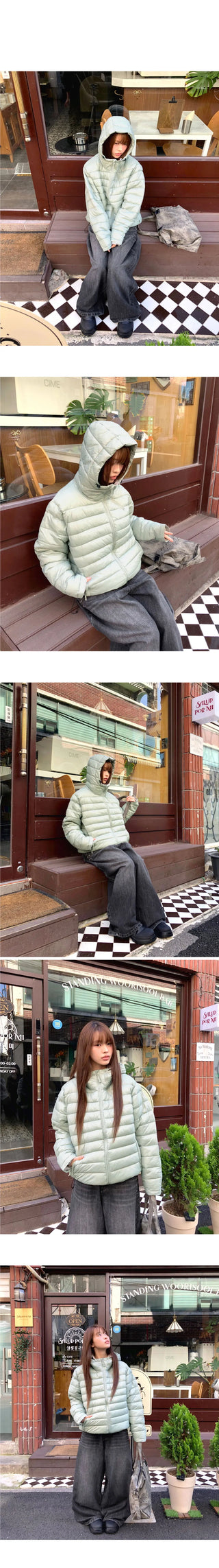 Chad Two-Way String Hooded Warmer Overfit Lightweight Padded Jacket