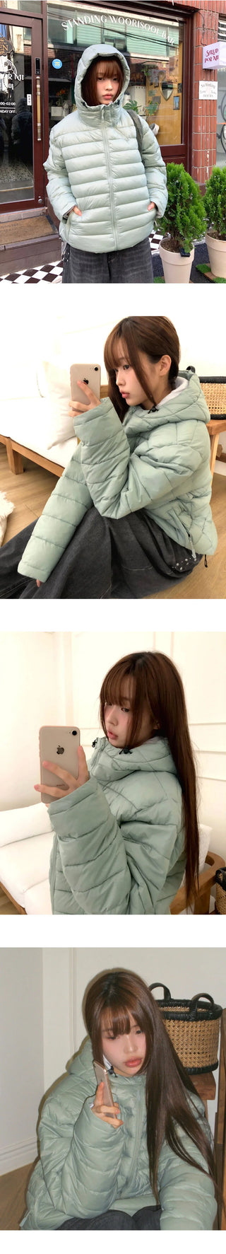 Chad Two-Way String Hooded Warmer Overfit Lightweight Padded Jacket