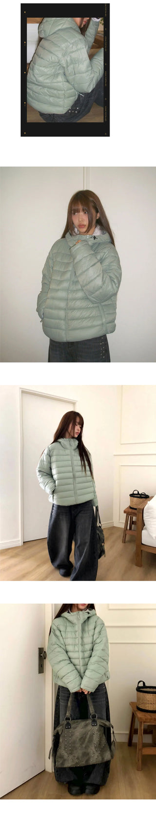 Chad Two-Way String Hooded Warmer Overfit Lightweight Padded Jacket