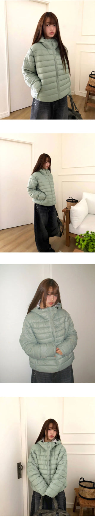 Chad Two-Way String Hooded Warmer Overfit Lightweight Padded Jacket