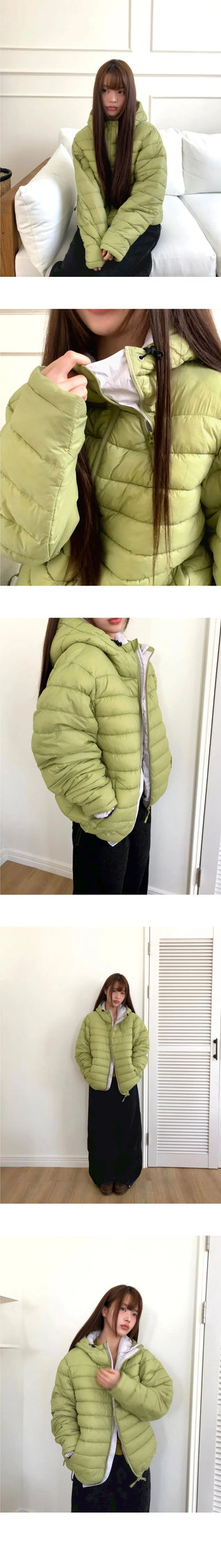 Chad Two-Way String Hooded Warmer Overfit Lightweight Padded Jacket