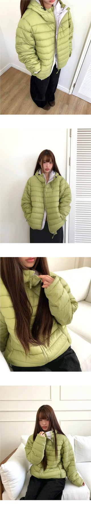 Chad Two-Way String Hooded Warmer Overfit Lightweight Padded Jacket