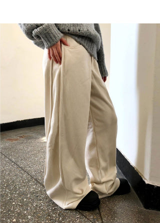 Bowling Corduroy Snap Bijou Wide-Fit Long Pants