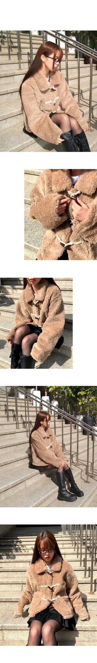 Ending Kara Pocket Tteokbokki Wool Poggle Fur Jacket