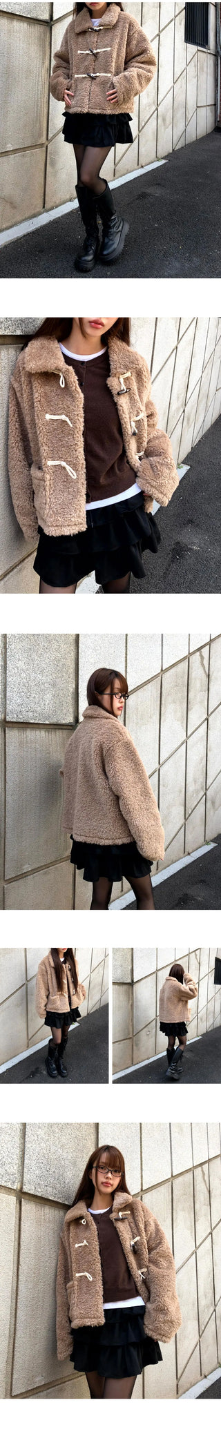Ending Kara Pocket Tteokbokki Wool Poggle Fur Jacket