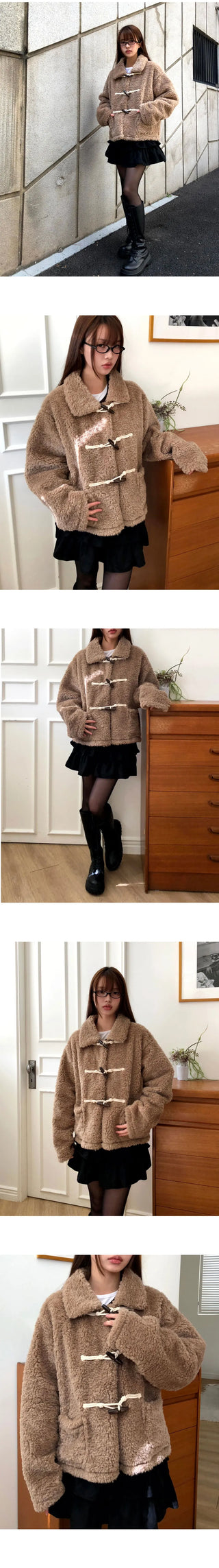 Ending Kara Pocket Tteokbokki Wool Poggle Fur Jacket