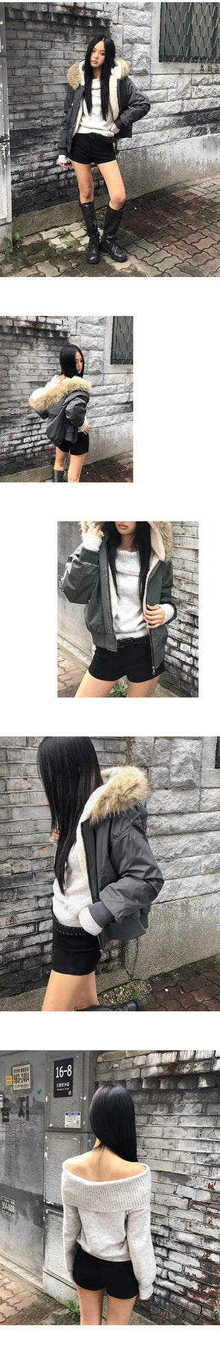 Off-shoulder Loose-fit long-sleeved knitwear