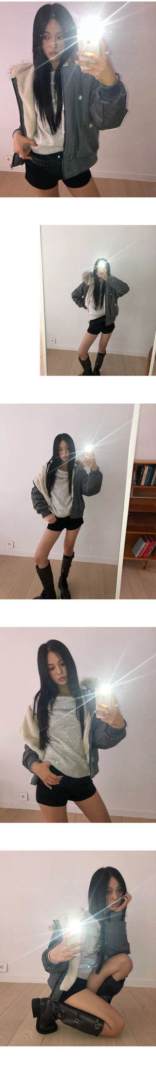 Off-shoulder Loose-fit long-sleeved knitwear