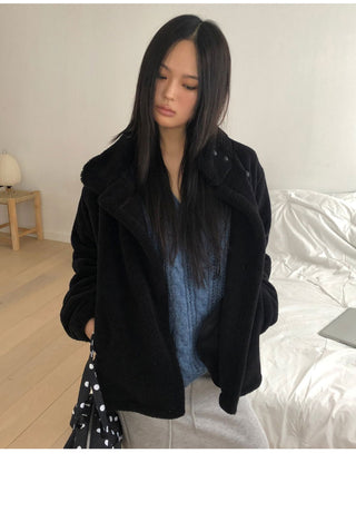 Dames Twisted V-Neck Loose-fit long-sleeved long knitwear