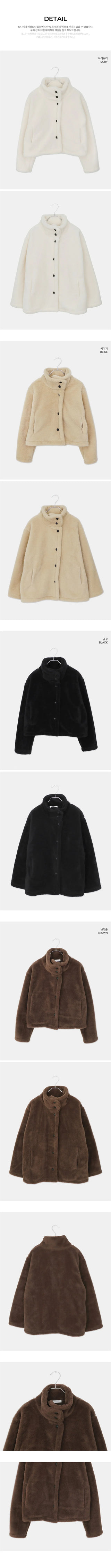 Hacking high-neck button-down fleece fur loose Loose-fit Jacket