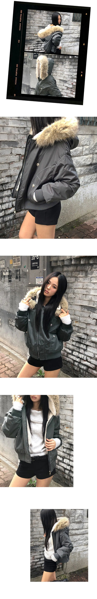 Kite snap button stitch Jacket fur jacket