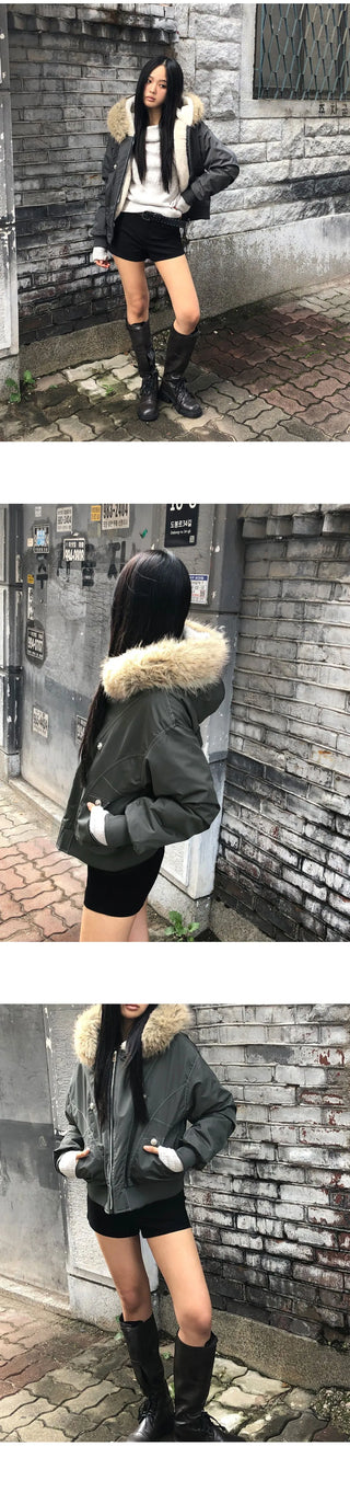 Kite snap button stitch Jacket fur jacket