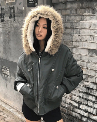 Kite snap button stitch Jacket fur jacket