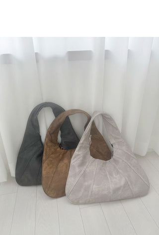 Pomu Croissant Split Leather Hobo Shoulder Bag