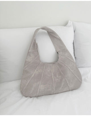Pomu Croissant Split Leather Hobo Shoulder Bag