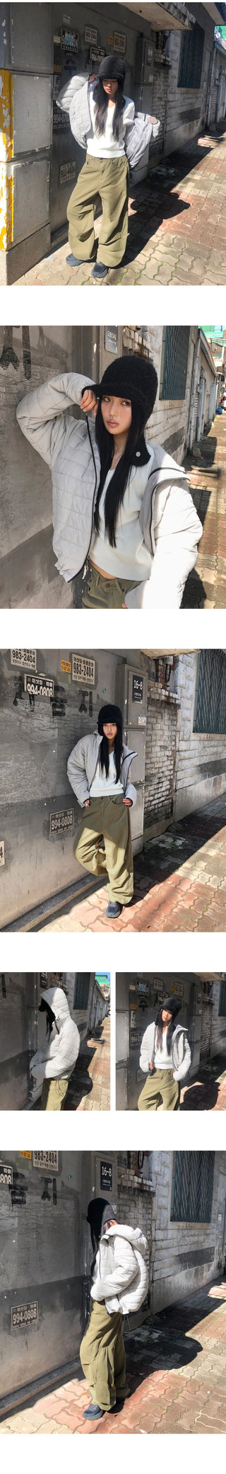 Monning String Two-Way Hood Overfit Lightweight Padded Jacket