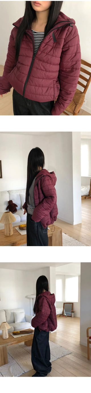 Monning String Two-Way Hood Overfit Lightweight Padded Jacket