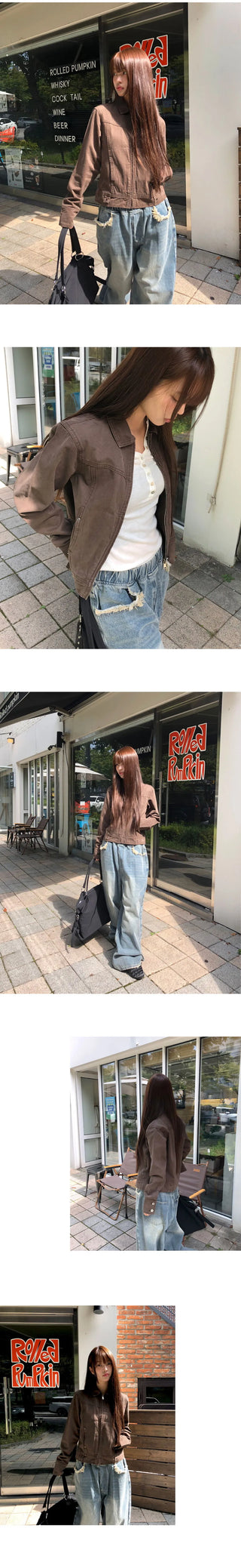 Bader eyelet Split collar Faded cotton jacket