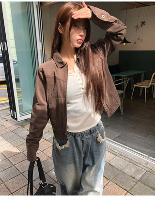 Bader eyelet Split collar Faded cotton jacket