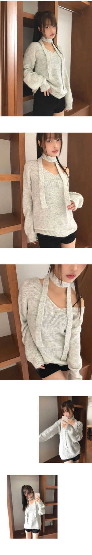 Mor V V-Neck Loose-fit long knitwear