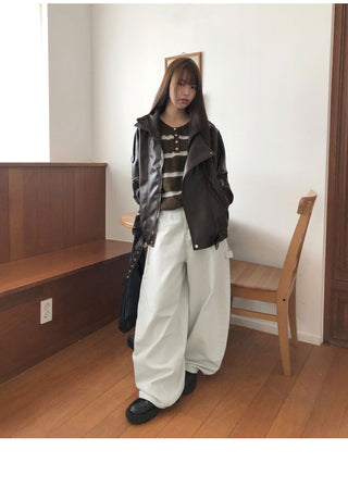 Tsen Stripe Button Henley Neck Long Sleeve Knitwear