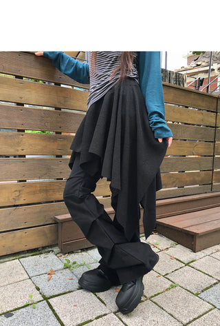For Unbalanced Banding Layered Midi Skirt