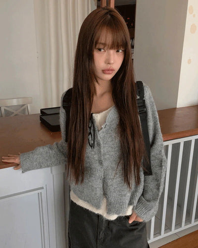 Meko Color Block Layered Double Long Sleeve Knitwear Cardigan