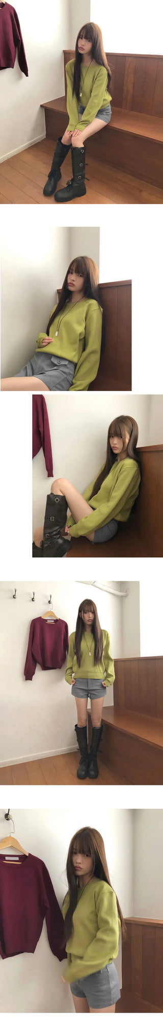 Abil Basic Round Neck Long Sleeve Knitwear