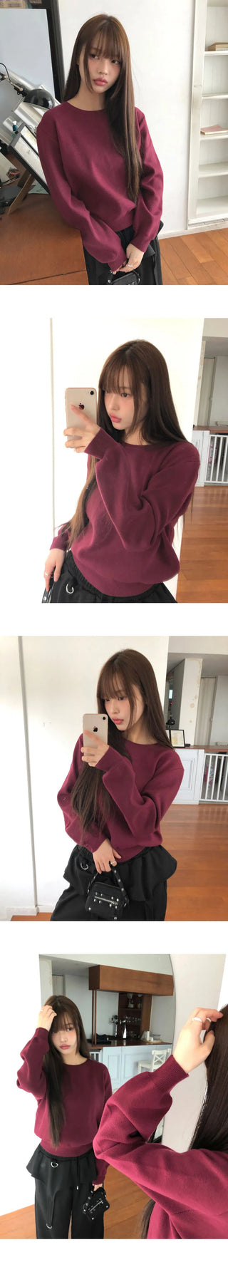Abil Basic Round Neck Long Sleeve Knitwear
