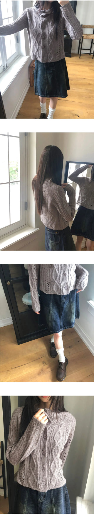 Yuan Split Faded denim midi skirt
