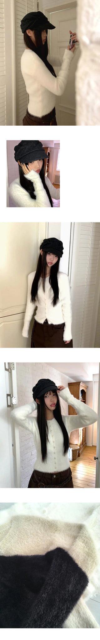 Rodan Angora Round Neck Fur Cardigan