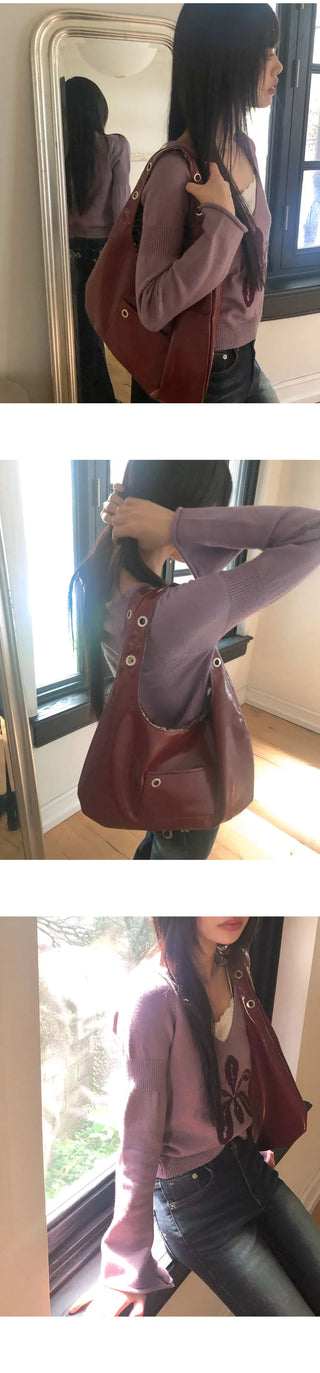 Romit Flower V-Neck Crop Long-Sleeve Knitwear