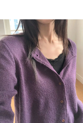 Messe Basic Round Neck Long Sleeve Cardigan
