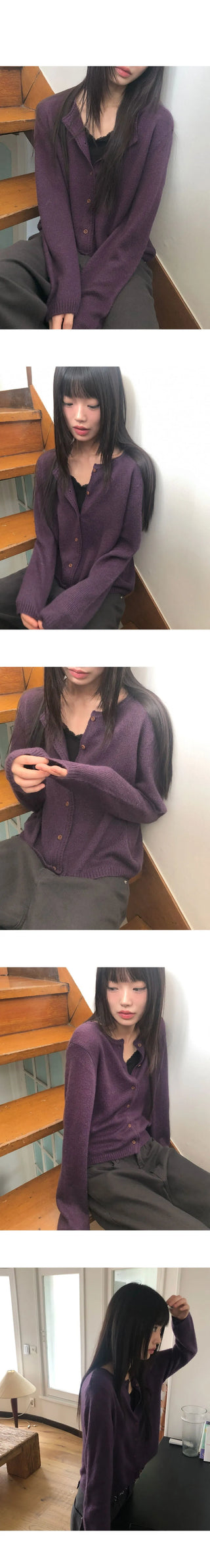 Messe Basic Round Neck Long Sleeve Cardigan