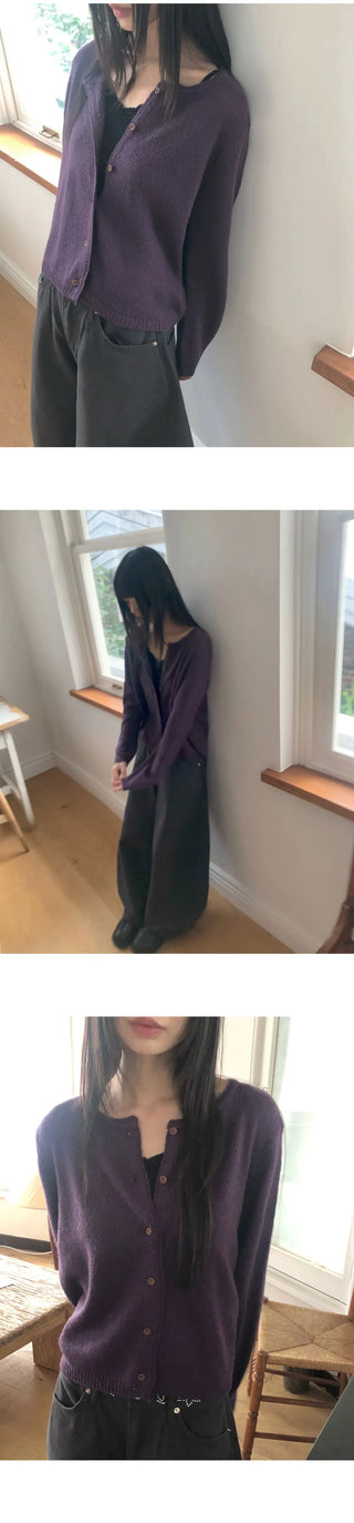 Messe Basic Round Neck Long Sleeve Cardigan