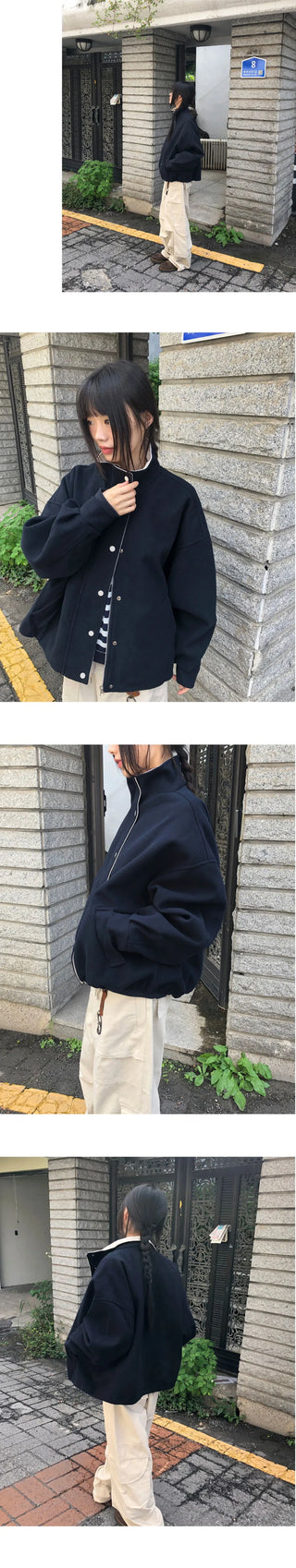 Drew Golden Color Block Button String Overfit Long Sleeve Jacket