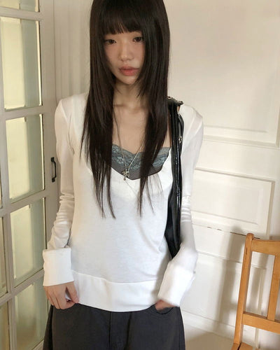 Ridan Lace Slim Fit Layered Long Sleeve T-Shirt