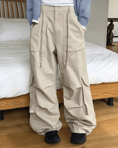 Myor Big Pocket Strap Cargo Wide Long Pants