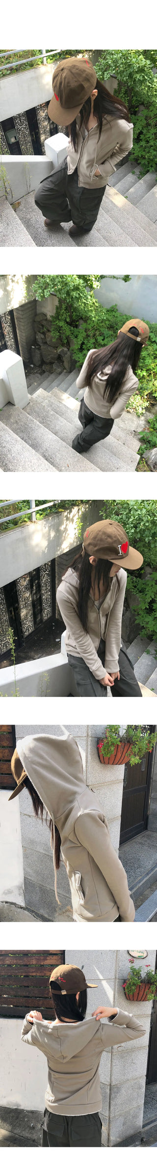 Cumming Lace Split Pocket Two-Way Long-Sleeve Hooded Zip-Up