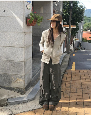 Cumming Lace Split Pocket Two-Way Long-Sleeve Hooded Zip-Up