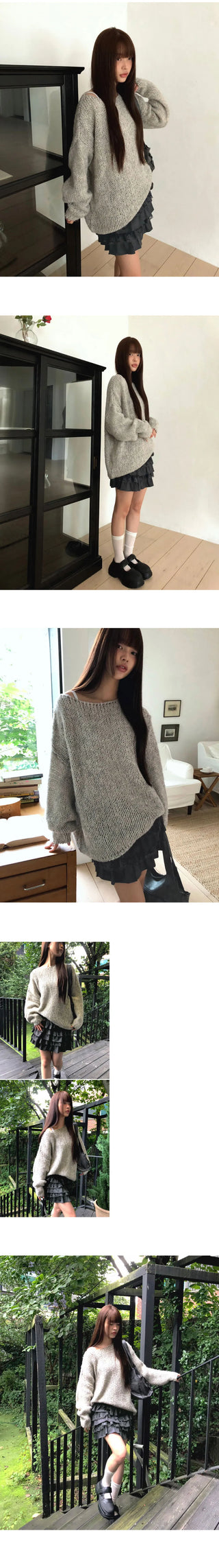 Ritz Boat Neck Loose-fit Long Sleeve Long Knitwear