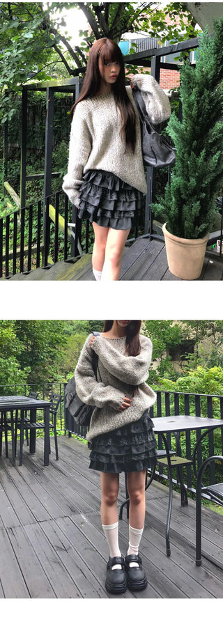 Ritz Boat Neck Loose-fit Long Sleeve Long Knitwear