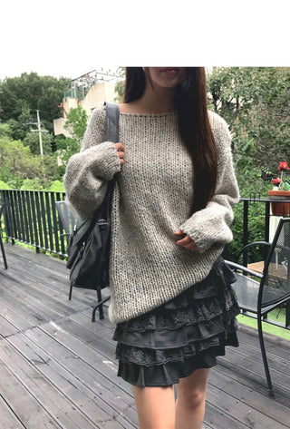 Ritz Boat Neck Loose-fit Long Sleeve Long Knitwear