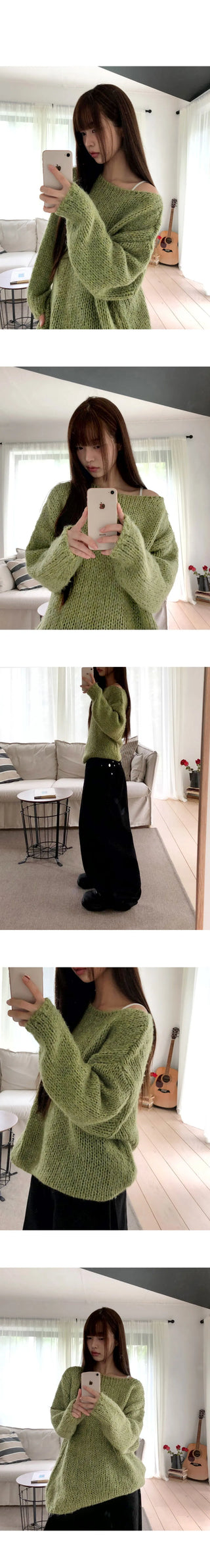 Ritz Boat Neck Loose-fit Long Sleeve Long Knitwear