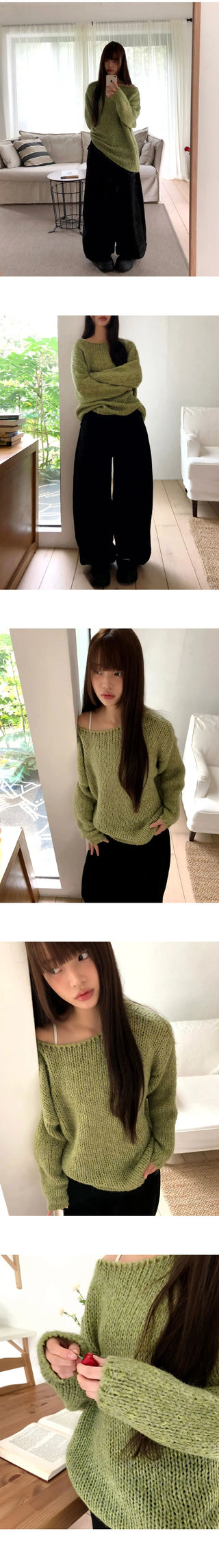 Ritz Boat Neck Loose-fit Long Sleeve Long Knitwear