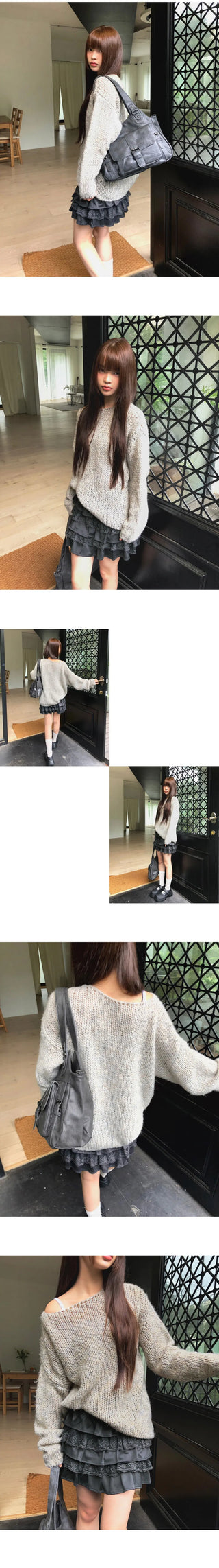 Ritz Boat Neck Loose-fit Long Sleeve Long Knitwear