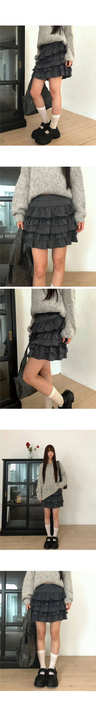 Norma Lace Frill Banding Cancan Mini Skirt