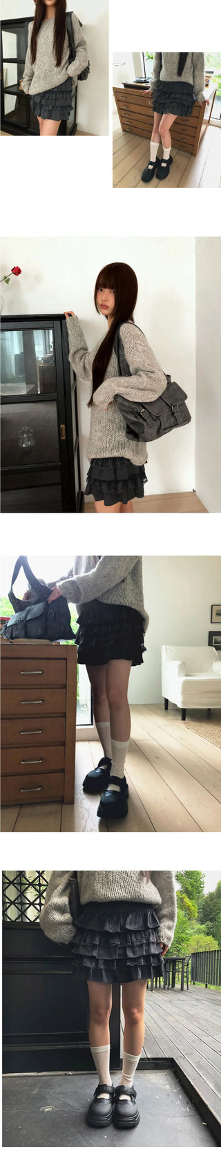 Norma Lace Frill Banding Cancan Mini Skirt